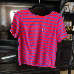 Red and Blue Striped Blouse